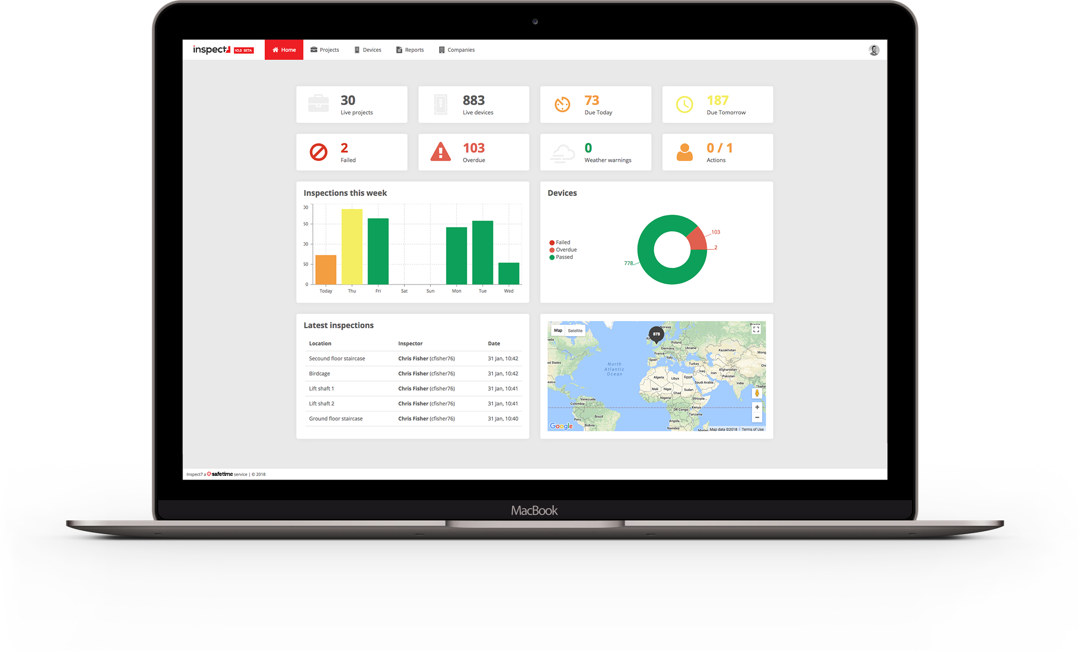 image of the safetime portal dashboard on laptop
