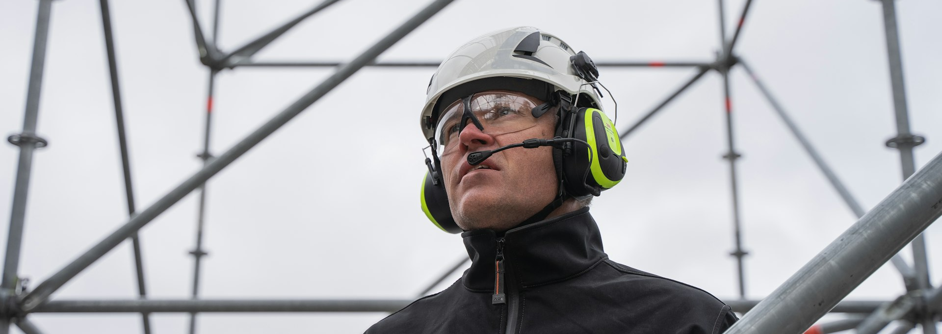a man wearing a helmet and goggles