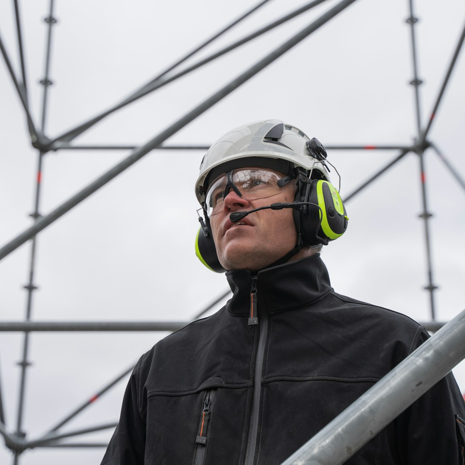 a man wearing a helmet and goggles