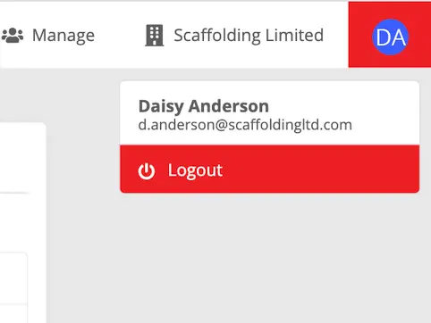 Screenshot of Inspect7® web portal showing profile icon selected