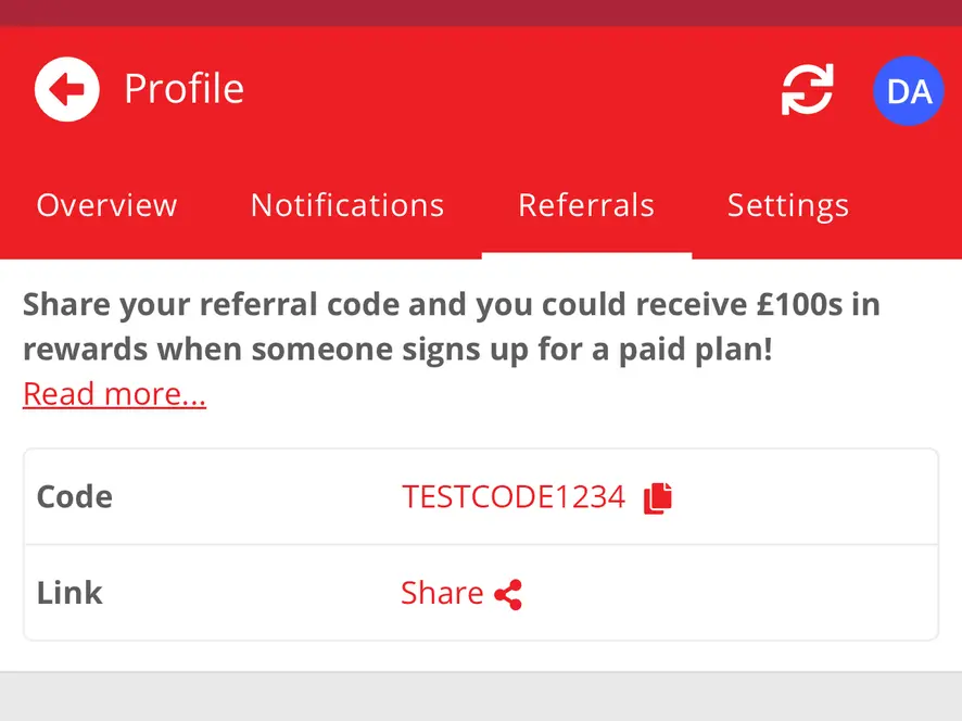 Screenshot for the Inspect7® App Referrals page